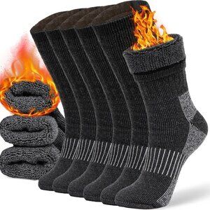 Unisex Black Merino Wool Socks Casual Warm Winter Cozy Thermal Socks